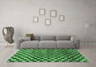 Machine Washable Checkered Emerald Green Modern Area Rugs in a Living Room,, wshabs817emgrn