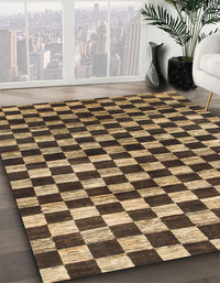 Abstract Bakers Brown Checkered Rug, abs817