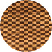 Round Checkered Orange Modern Rug, abs817org