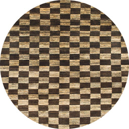 Round Machine Washable Abstract Bakers Brown Rug, wshabs817