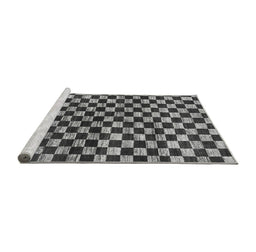 Sideview of Machine Washable Checkered Gray Modern Rug, wshabs817gry