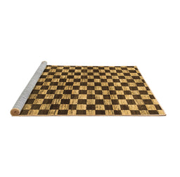 Sideview of Machine Washable Checkered Brown Modern Rug, wshabs817brn