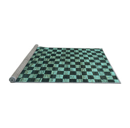 Sideview of Machine Washable Checkered Light Blue Modern Rug, wshabs817lblu