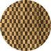 Round Checkered Brown Modern Rug, abs817brn