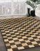 Abstract Bakers Brown Checkered Rug in Family Room, abs817