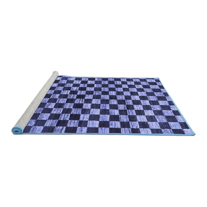 Sideview of Machine Washable Checkered Blue Modern Rug, wshabs817blu