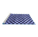 Sideview of Machine Washable Checkered Blue Modern Rug, wshabs817blu