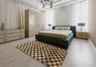 Abstract Bakers Brown Checkered Rug in a Bedroom, abs817