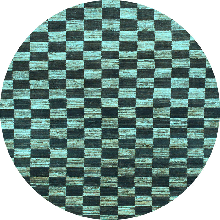 Round Checkered Light Blue Modern Rug, abs817lblu