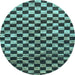 Round Checkered Light Blue Modern Rug, abs817lblu