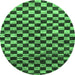 Round Checkered Emerald Green Modern Rug, abs817emgrn