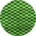 Round Machine Washable Checkered Green Modern Area Rugs, wshabs817grn