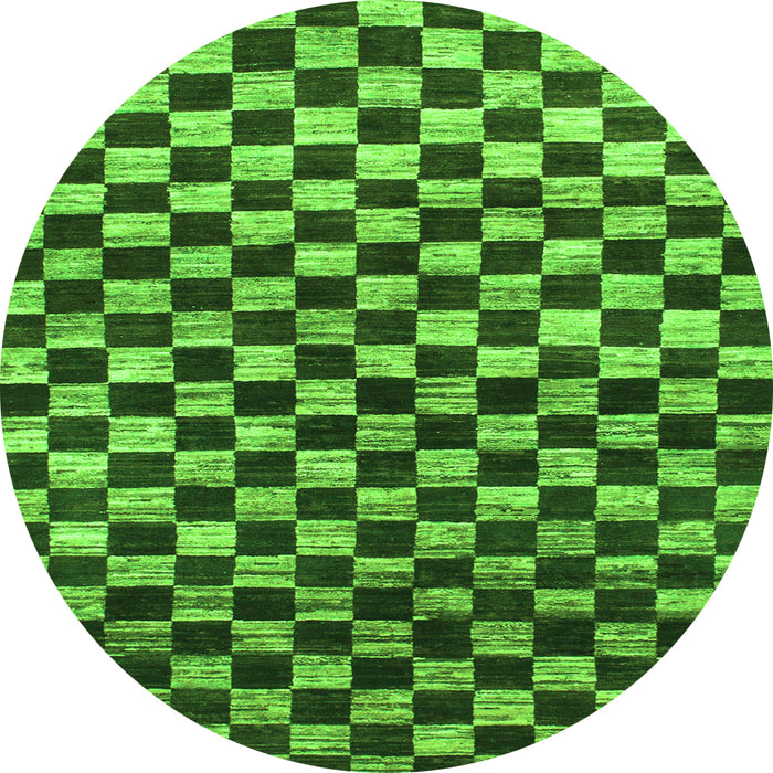 Round Checkered Green Modern Rug, abs817grn