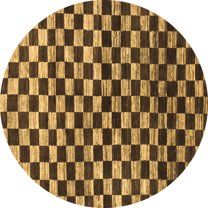Round Machine Washable Checkered Brown Modern Rug, wshabs817brn