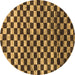 Round Machine Washable Checkered Brown Modern Rug, wshabs817brn