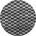 Round Machine Washable Checkered Gray Modern Rug, wshabs817gry