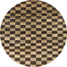 Round Abstract Bakers Brown Checkered Rug, abs817