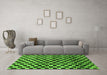 Machine Washable Checkered Green Modern Area Rugs in a Living Room,, wshabs817grn