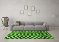 Machine Washable Checkered Green Modern Rug, wshabs817grn