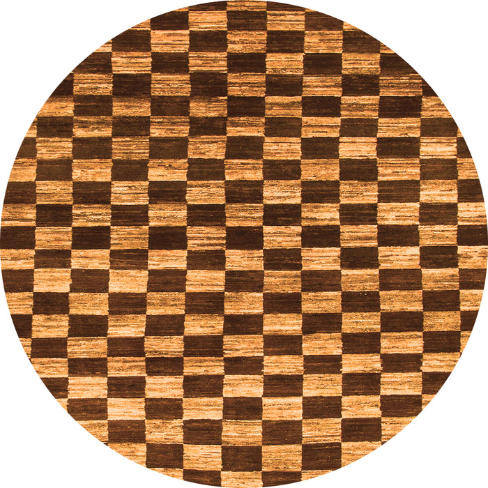 Round Machine Washable Checkered Orange Modern Area Rugs, wshabs817org