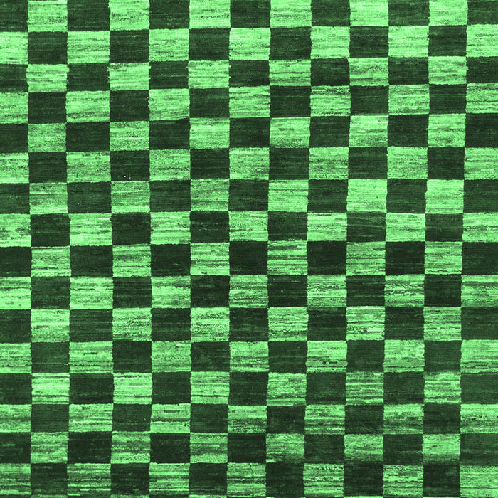Machine Washable Checkered Emerald Green Modern Area Rugs, wshabs817emgrn