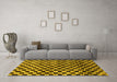 Machine Washable Checkered Yellow Modern Rug in a Living Room, wshabs817yw