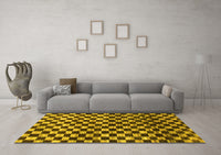 Machine Washable Checkered Yellow Modern Rug, wshabs817yw