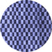 Round Checkered Blue Modern Rug, abs817blu