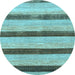 Round Machine Washable Abstract Light Blue Modern Rug, wshabs818lblu