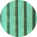 Round Abstract Turquoise Modern Rug, abs818turq