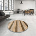 Round Abstract Brown Modern Rug in a Office, abs818