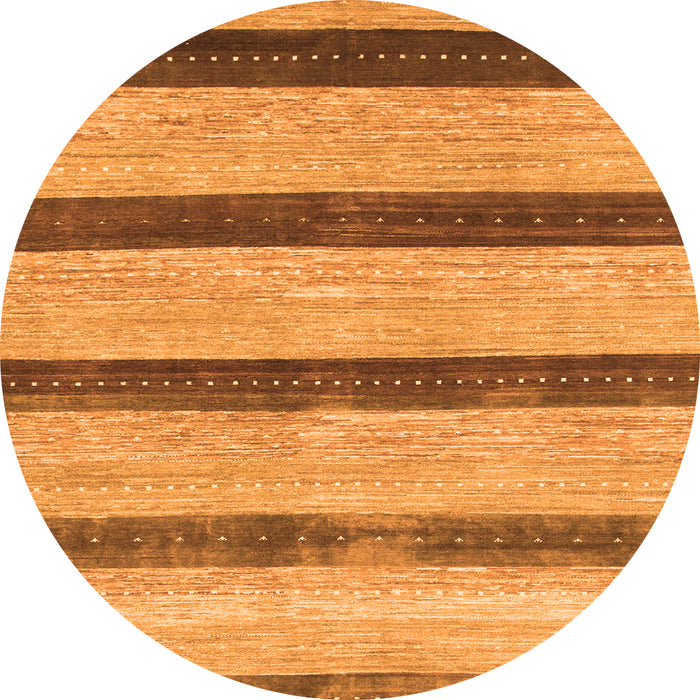 Round Machine Washable Abstract Orange Modern Area Rugs, wshabs818org