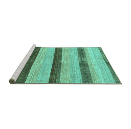 Sideview of Machine Washable Abstract Turquoise Modern Area Rugs, wshabs818turq