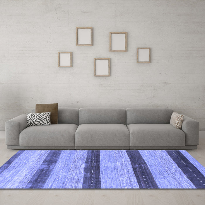 Machine Washable Abstract Blue Modern Rug in a Living Room, wshabs818blu