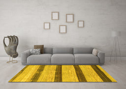 Machine Washable Abstract Yellow Modern Rug in a Living Room, wshabs818yw
