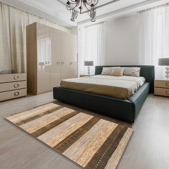 Abstract Brown Modern Rug in a Bedroom, abs818