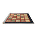 Sideview of Machine Washable Abstract Vermilion Red Rug, wshabs819