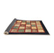 Sideview of Abstract Red Checkered Rug, abs819