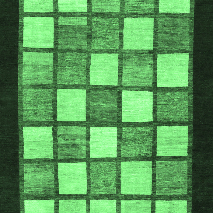 Machine Washable Checkered Emerald Green Modern Area Rugs, wshabs819emgrn