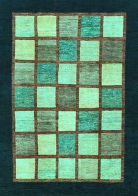 Checkered Turquoise Modern Rug, abs819turq