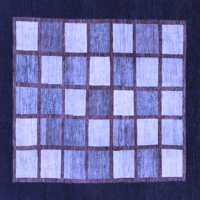 Square Machine Washable Checkered Blue Modern Rug, wshabs819blu