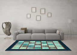 Machine Washable Checkered Light Blue Modern Rug in a Living Room, wshabs819lblu