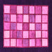 Square Machine Washable Checkered Pink Modern Rug, wshabs819pnk