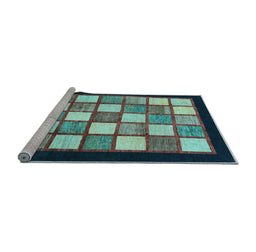 Sideview of Machine Washable Checkered Light Blue Modern Rug, wshabs819lblu