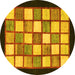 Round Checkered Yellow Modern Rug, abs819yw