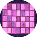 Round Machine Washable Checkered Purple Modern Area Rugs, wshabs819pur