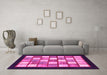 Machine Washable Checkered Pink Modern Rug in a Living Room, wshabs819pnk