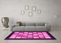 Machine Washable Checkered Pink Modern Rug, wshabs819pnk