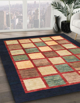Machine Washable Abstract Vermilion Red Rug in a Family Room, wshabs819