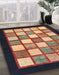 Machine Washable Abstract Vermilion Red Rug in a Family Room, wshabs819